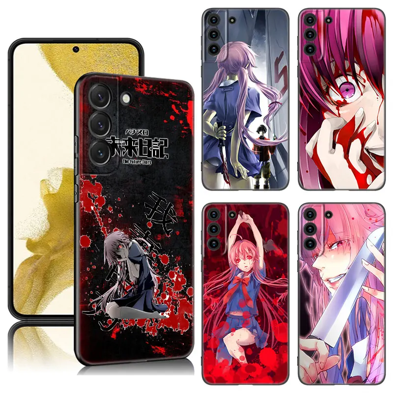 Custodia per telefono Anime Future Diary per Samsung Galaxy S23 S21 S20 FE S24 S22 Ultra S10E S10 S9 S8 Plus Cover in Silicone nero