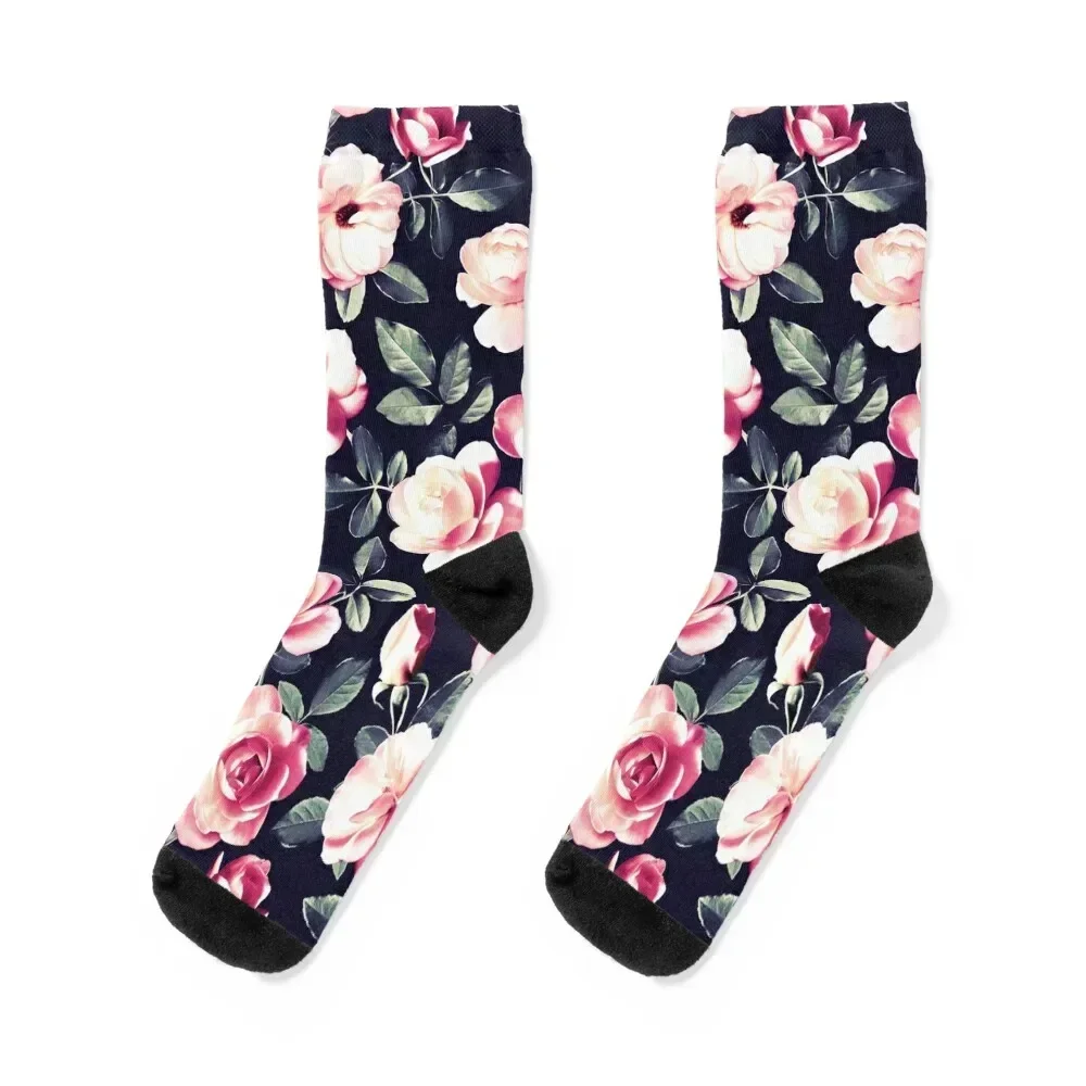 

Moody Vintage Rose Chintz in Peach Pink Socks sports stockings Thermal man winter Running Ladies Socks Men's