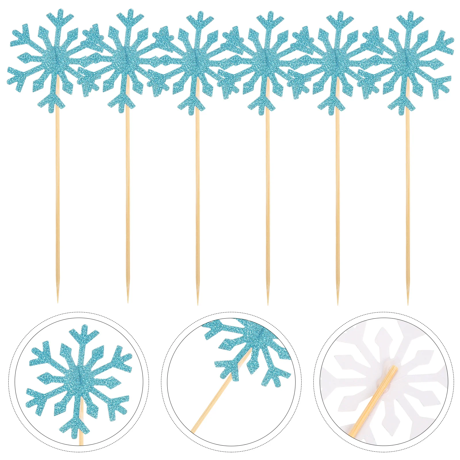 

100 Pcs Christmas Decor Cupcake Decoration Toppers Snowflakes Birthday Decorations Blue