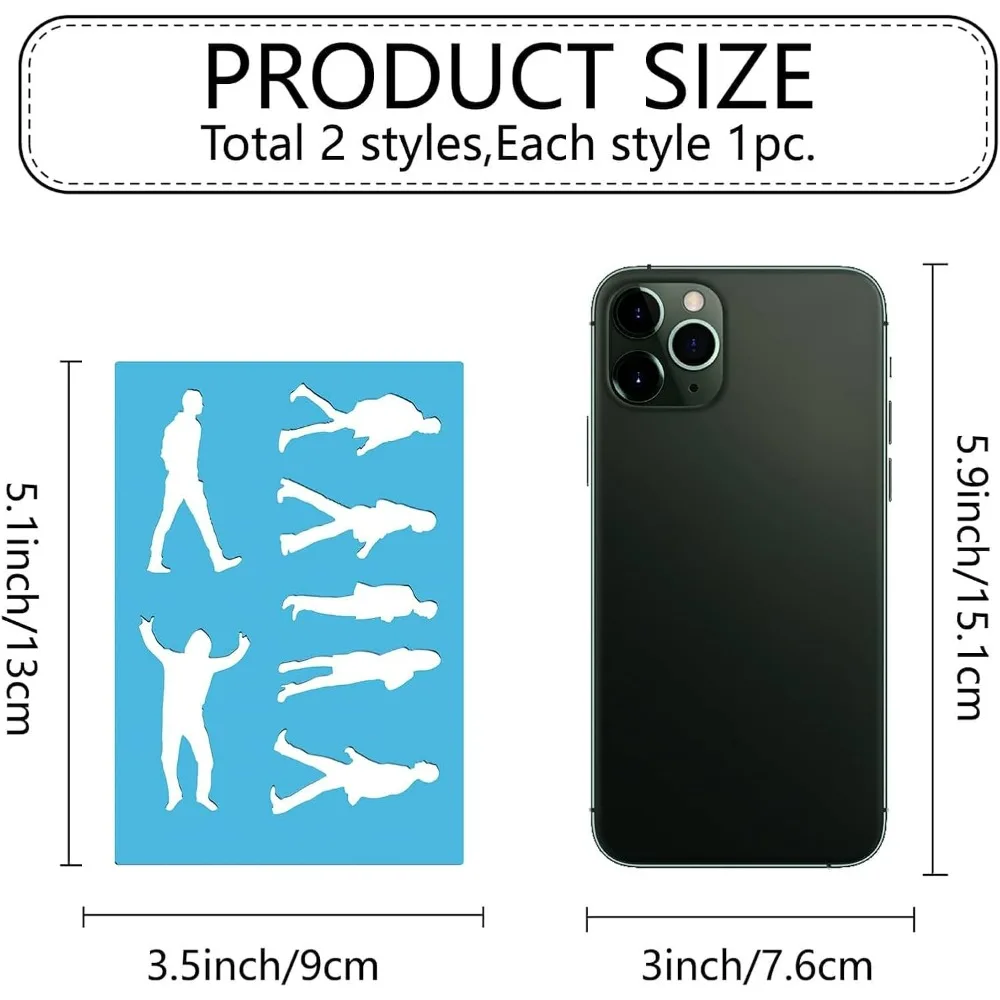 2 Styles Human Figure Template Male Female Walking People Drawing Stencils Acrylic Lapidary Cutting Leather Jewelry Stencil