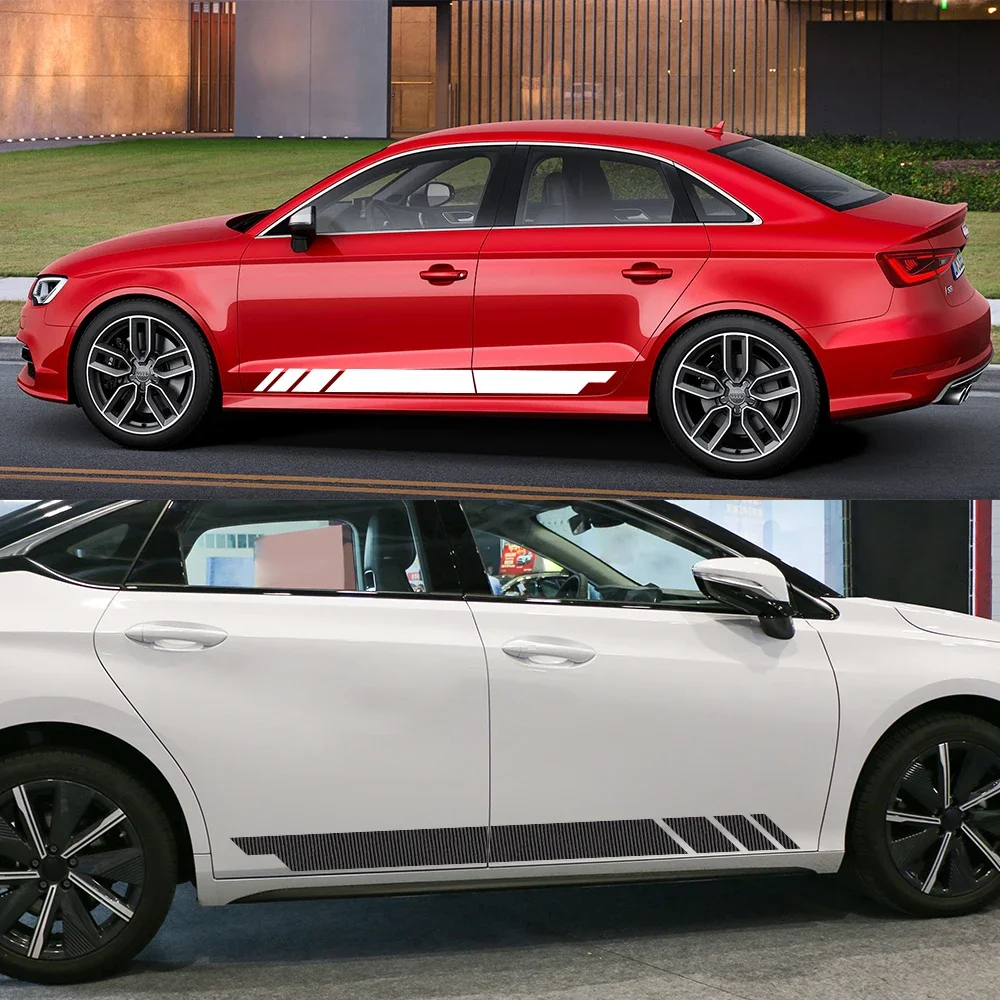 

2PCS Car Vinyl Decals Side Sport Stripe Sticker Trims Auto Accessories For Audi A3 8V 8P 8Y S3 RS3 Sedan Sportback TFSI TDI