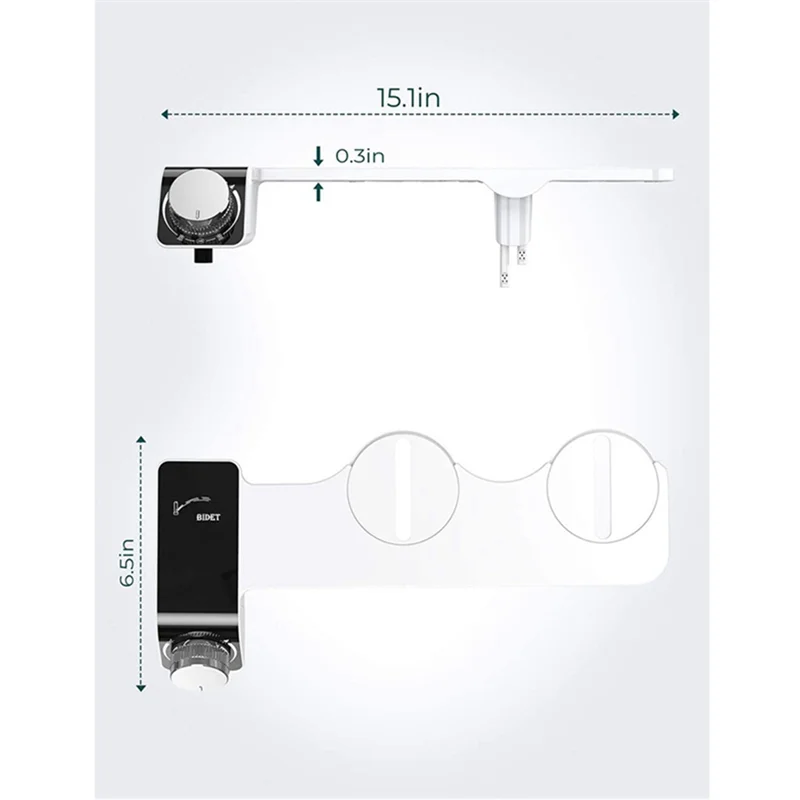 【Consumer-Favorite!】Bidet Attachment Ultra-Slim Toilet Double Nozzle Spiral Adjustable Water Pressure Non-Electric  Sprayer W
