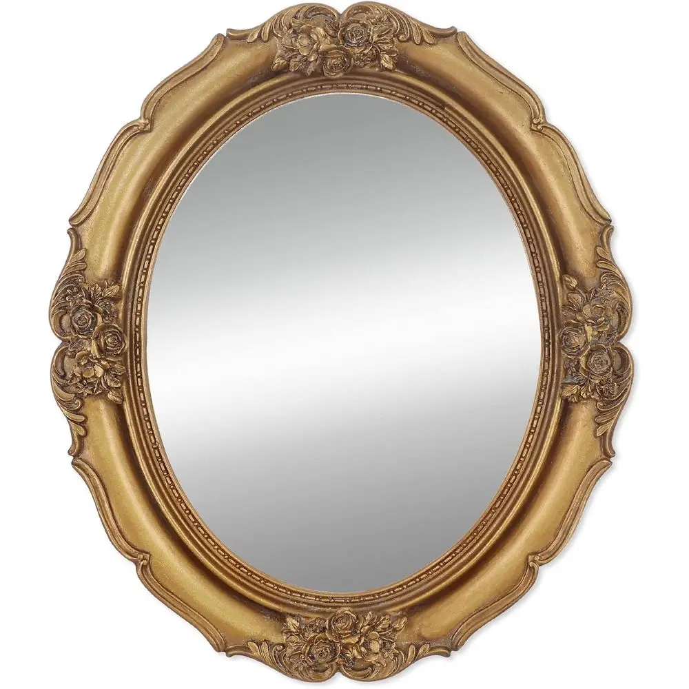 

Vintage Gold Mirror,Wall Mounted Mirror, Vintage Style Oval Mirror, 10.5 by 12.5 inches, Gold
