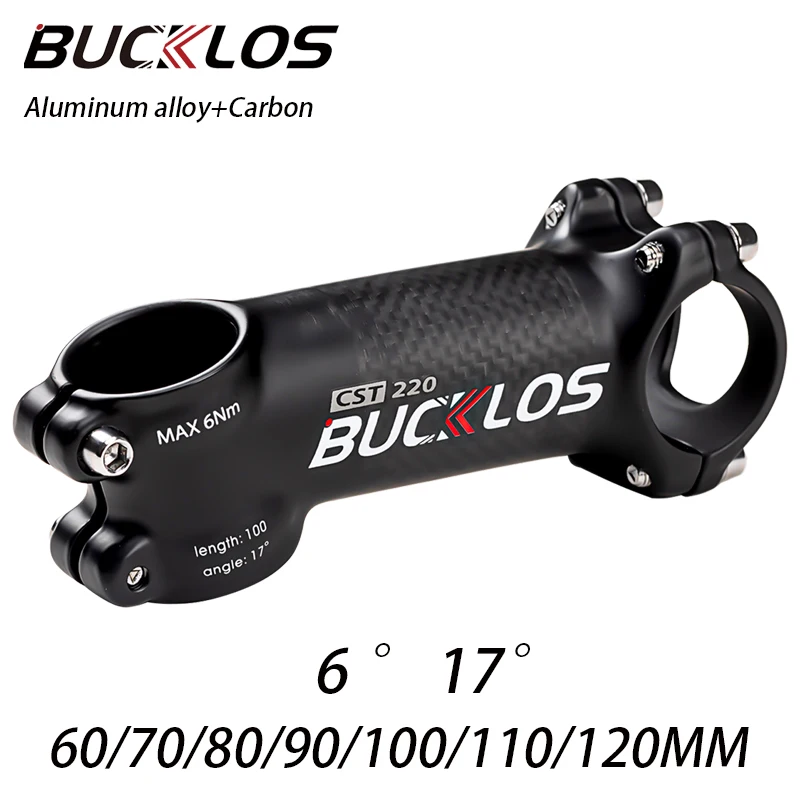 

Вынос руля велосипеда BUCKLOS 6/17 ° Алюминиевый сплав + углеродное волокно 31,8 мм вынос шоссейного горного велосипеда 60-120 мм вынос MTB велосипедные детали