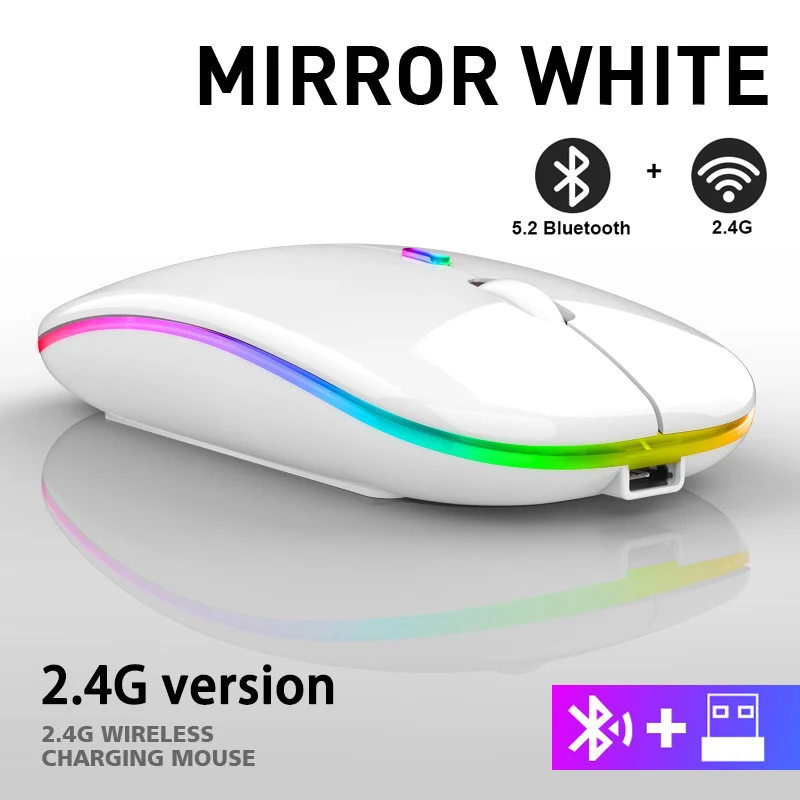 Oplaadbare Bluetooth Draadloze Muis met 2.4GHz USB RGB 1600DPI Muis voor Computer Laptop Tablet PC Macbook Gaming muis Gamer
