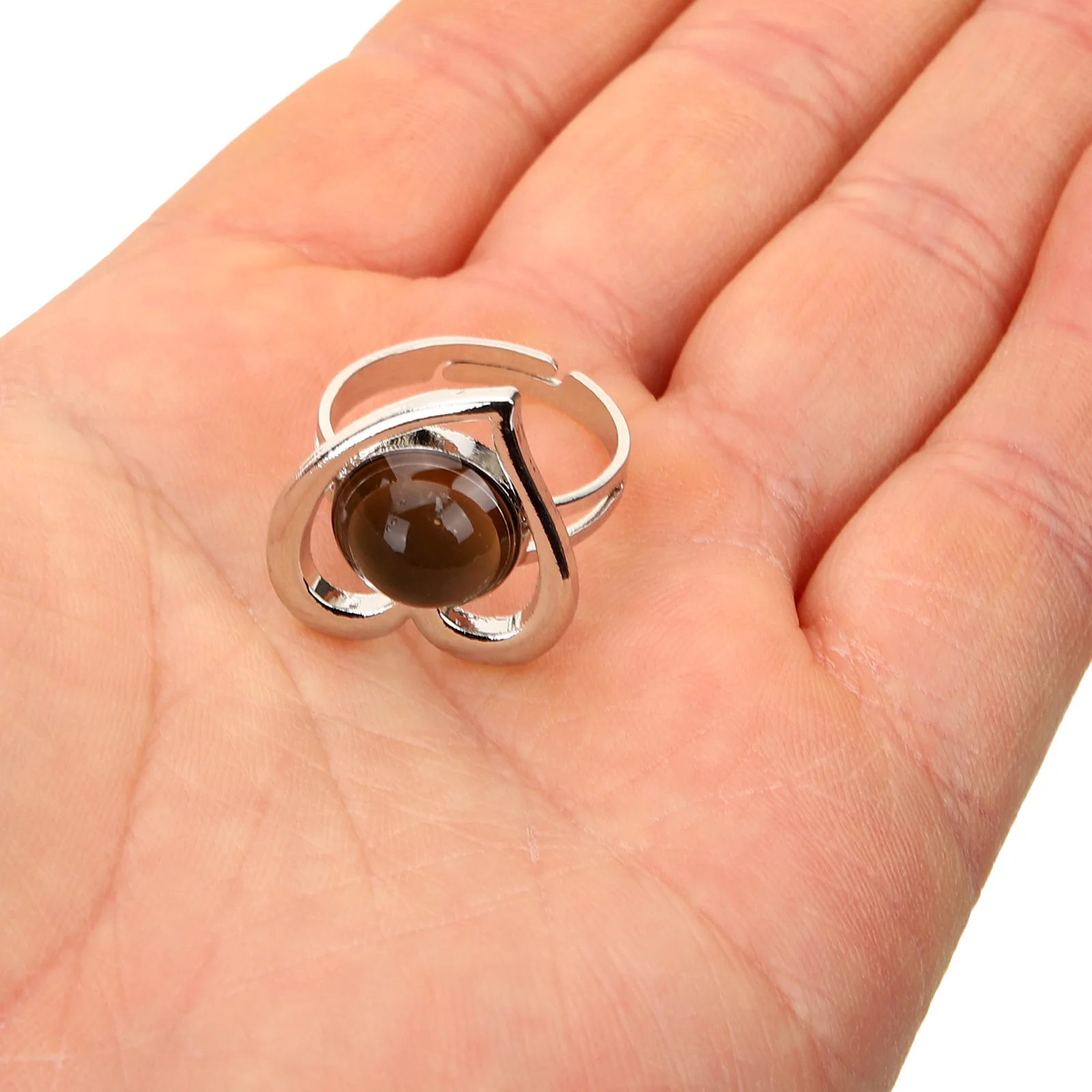 

Peach Heart Color Changing Mood Ring Trendy Fashion Jewelry for Women Wedding Travel Daily Wear Charming Gemstone Ring