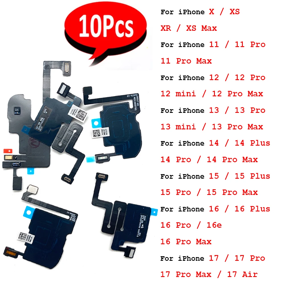 10 Stück, Front-Ohrhörer-Sensor, Näherungssensor, kleiner Ohrhörer, Flexkabel für iPhone 13 14 Pro Max 13 mini 15 16 Plus 17 Air