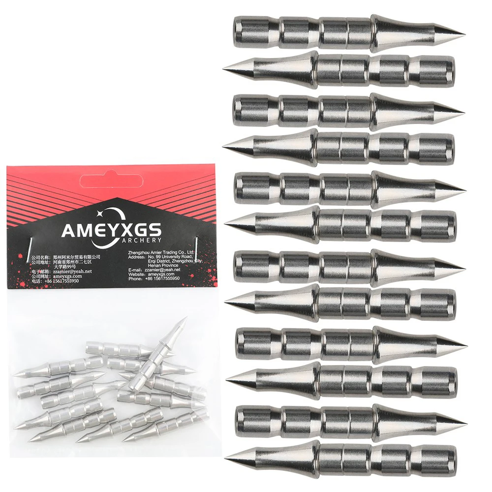 

100grain Arrowhead Archery Arrow Points Stainless Steel Arrow Tips ID 6.2mm Arrow Shafts Bow Target Hunting Shooting 12/24pcs