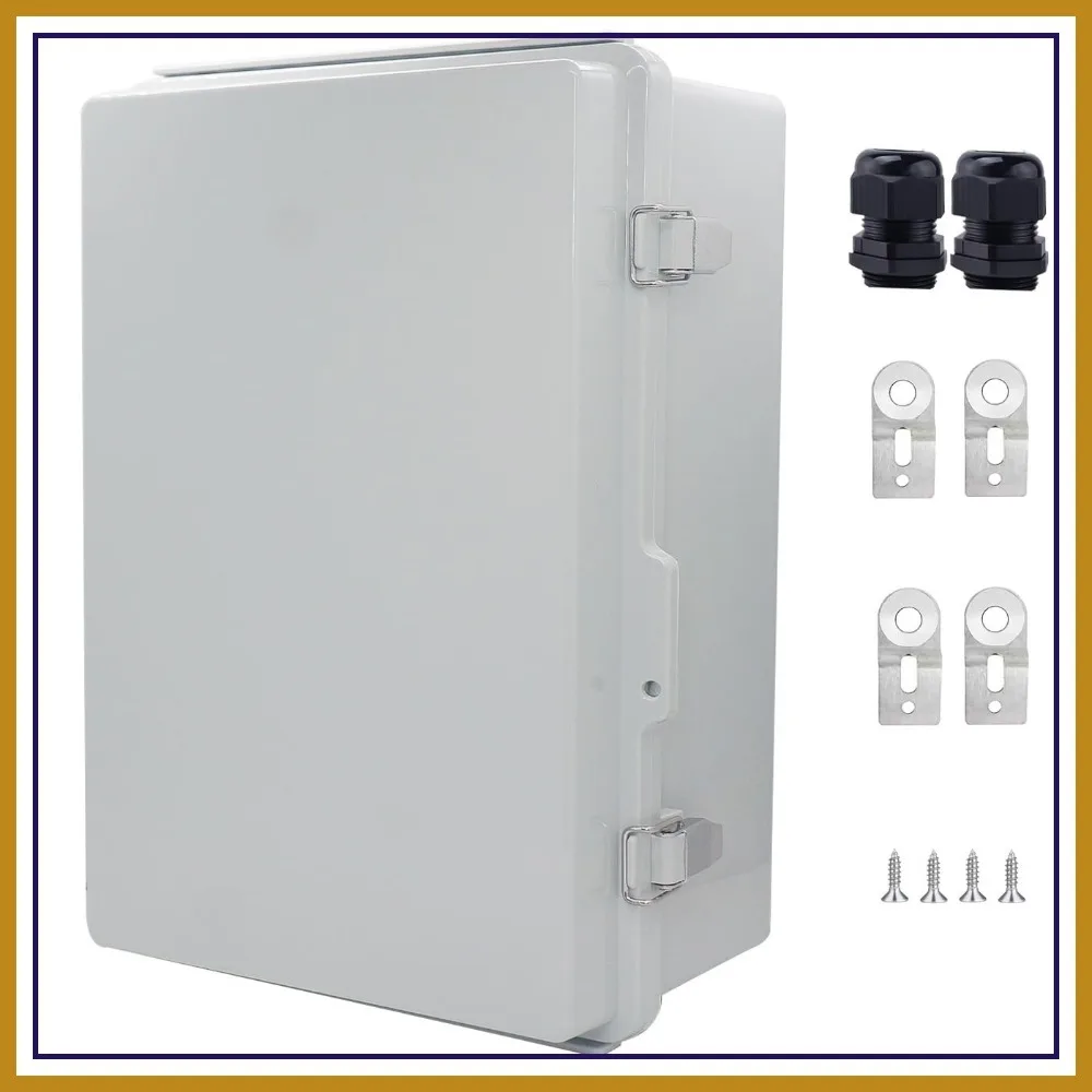 

IP67 Waterproof Junction Box ABS Plastic Electrical Enclosure with Stainless Steel Latch 380x280x130mm