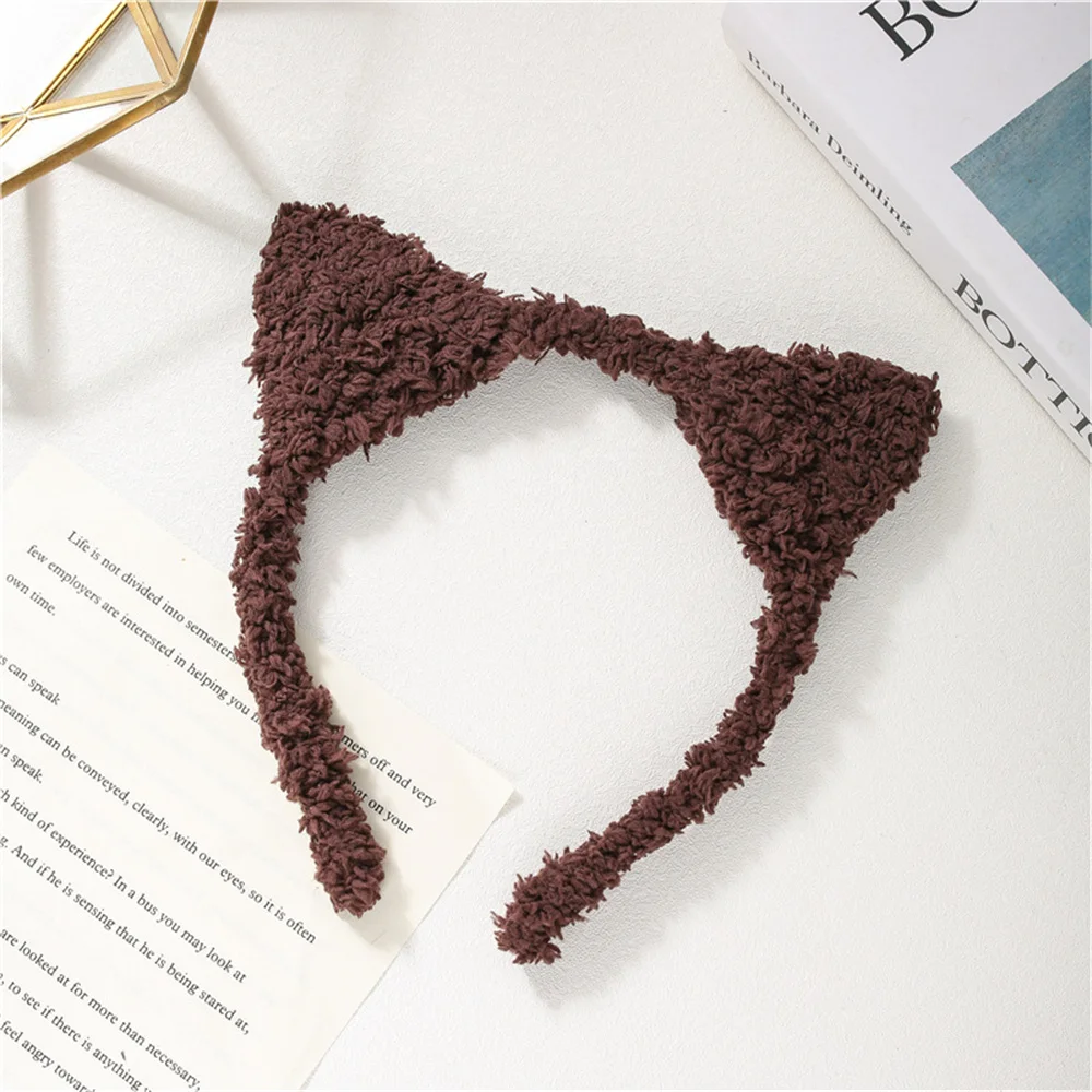 Comfortable Wool Forest Headband Cartoon Characters Cat Ear Headband Cloth Ladies Plush Headband Festival Headband Plush Resin