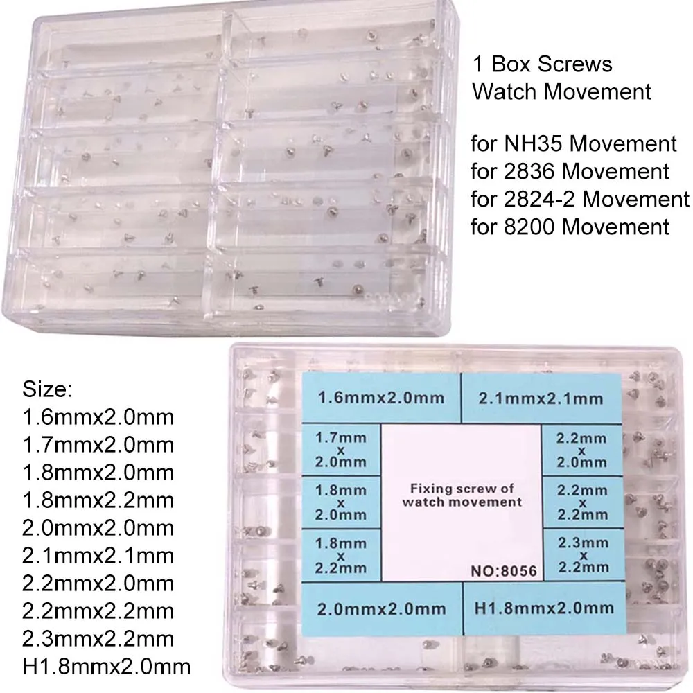 

1 винт для часового механизма разных размеров в штучной упаковке для NH35 2836 2824-2 8200, крепежные винты для механизма, аксессуары для часов