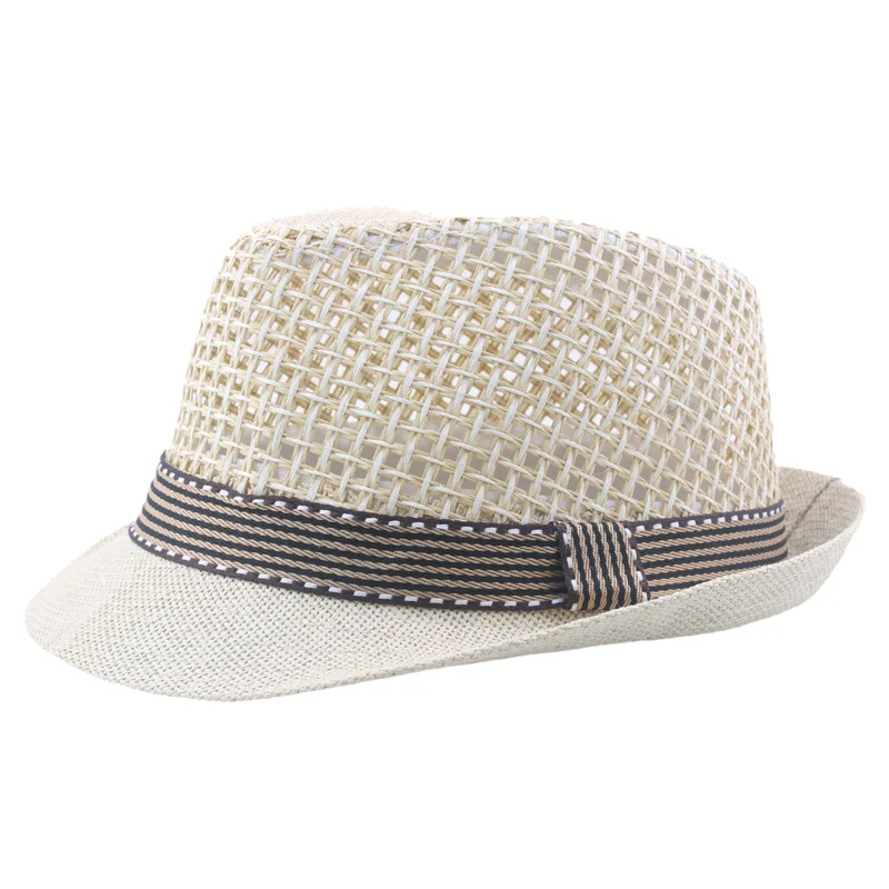 Children\'s Jazz Hats Breathable Mesh Straw Knitting Middle-aged and Elderly Summer Sunshade Straw Hats  Parent-child Top Hats