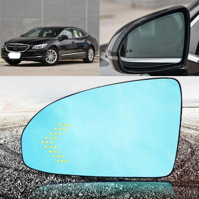 

For Buick LaCrosse 2009-2018 Blue Lens Large Vision Rearview Mirror Wide Angle Blue Glass Anti-Glare Heated Turn Single Lamp