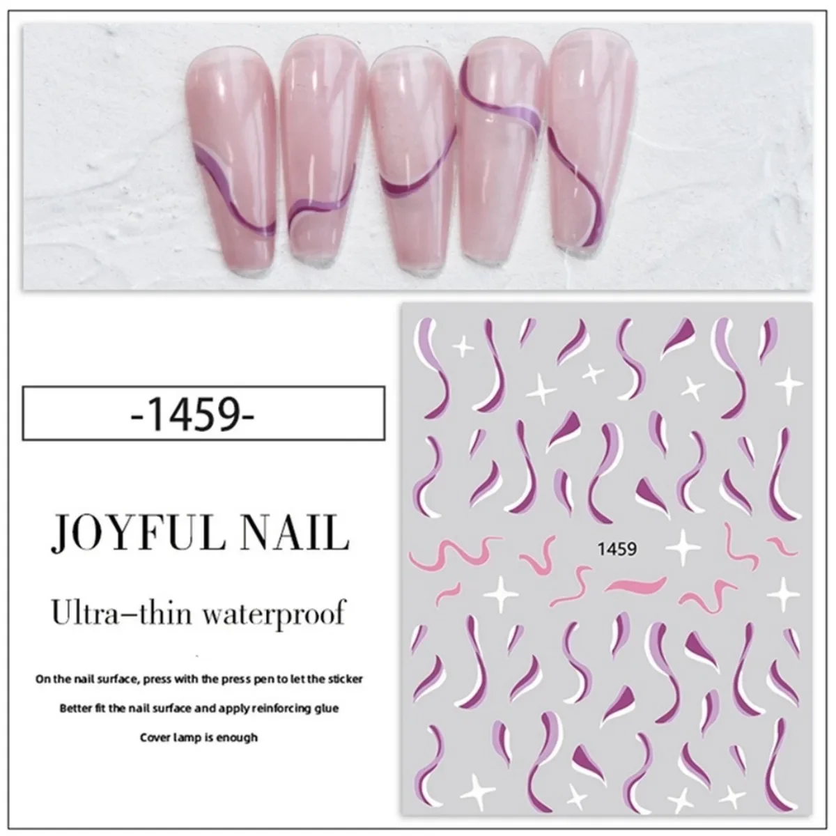 Linha Curvada Irregular Nail Art Adesivos, Design De Fita Desenhada À Mão, Decalques De Decoração De Unhas