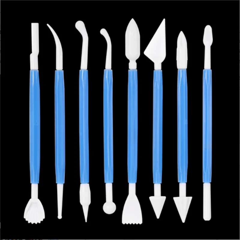 8-teiliges Set aus mehrfarbigen Ultraleicht-Tonwerkzeugen. Polymer-Ton-DIY-Fondant-Schnitzmesser. Keramik-Kunststoffwerkzeuge