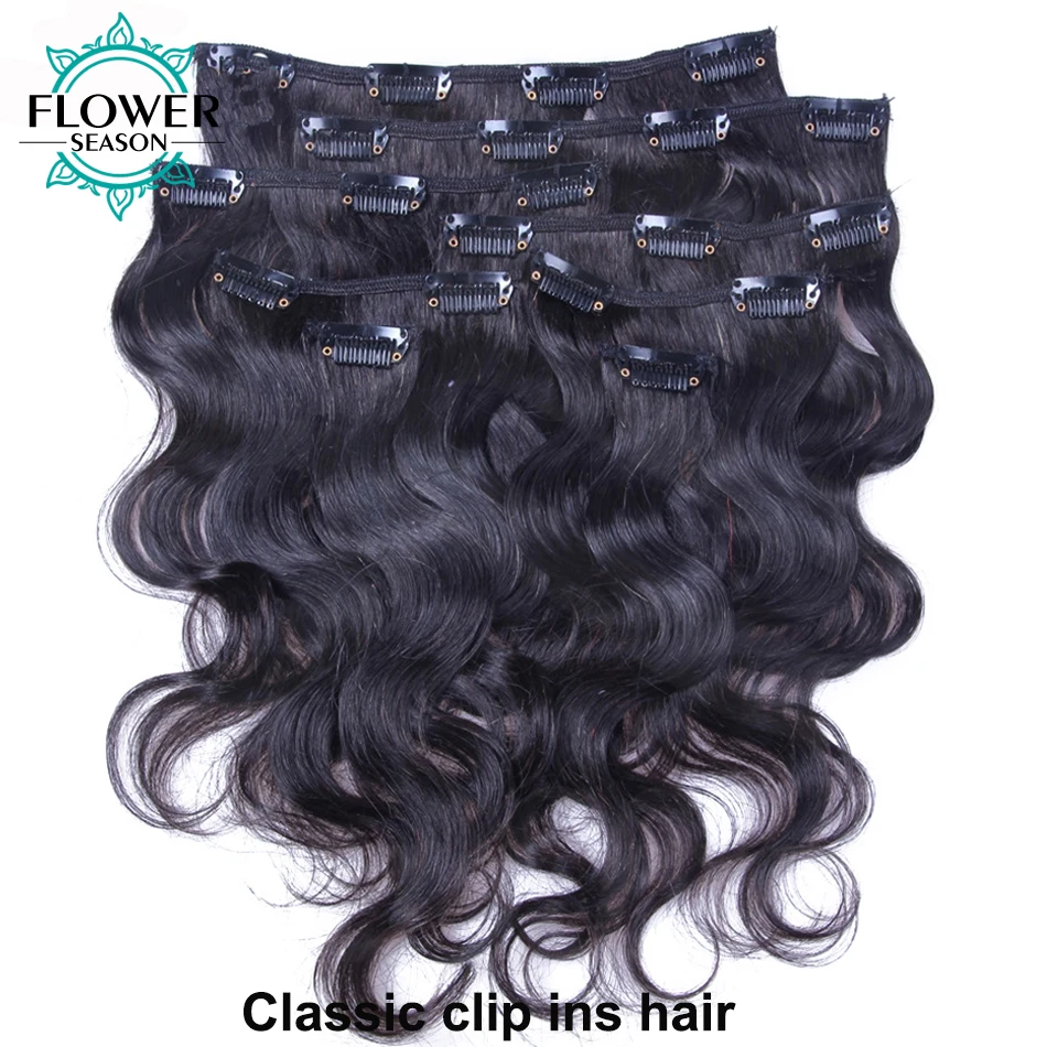 Clipe sem emenda em extensões de cabelo, onda do corpo, PU invisível, Ins extensão do cabelo, cabelo humano de trama dupla, 100g cabeça cheia, 7PCs