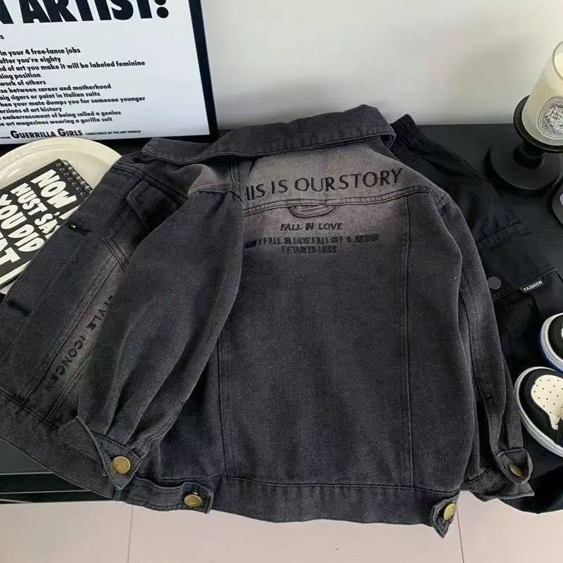 

90-150cm Kids Boys Spring Autumn Denim Jacket Casual Handsome Korean Fashion 2026 New Edition Children's Coat