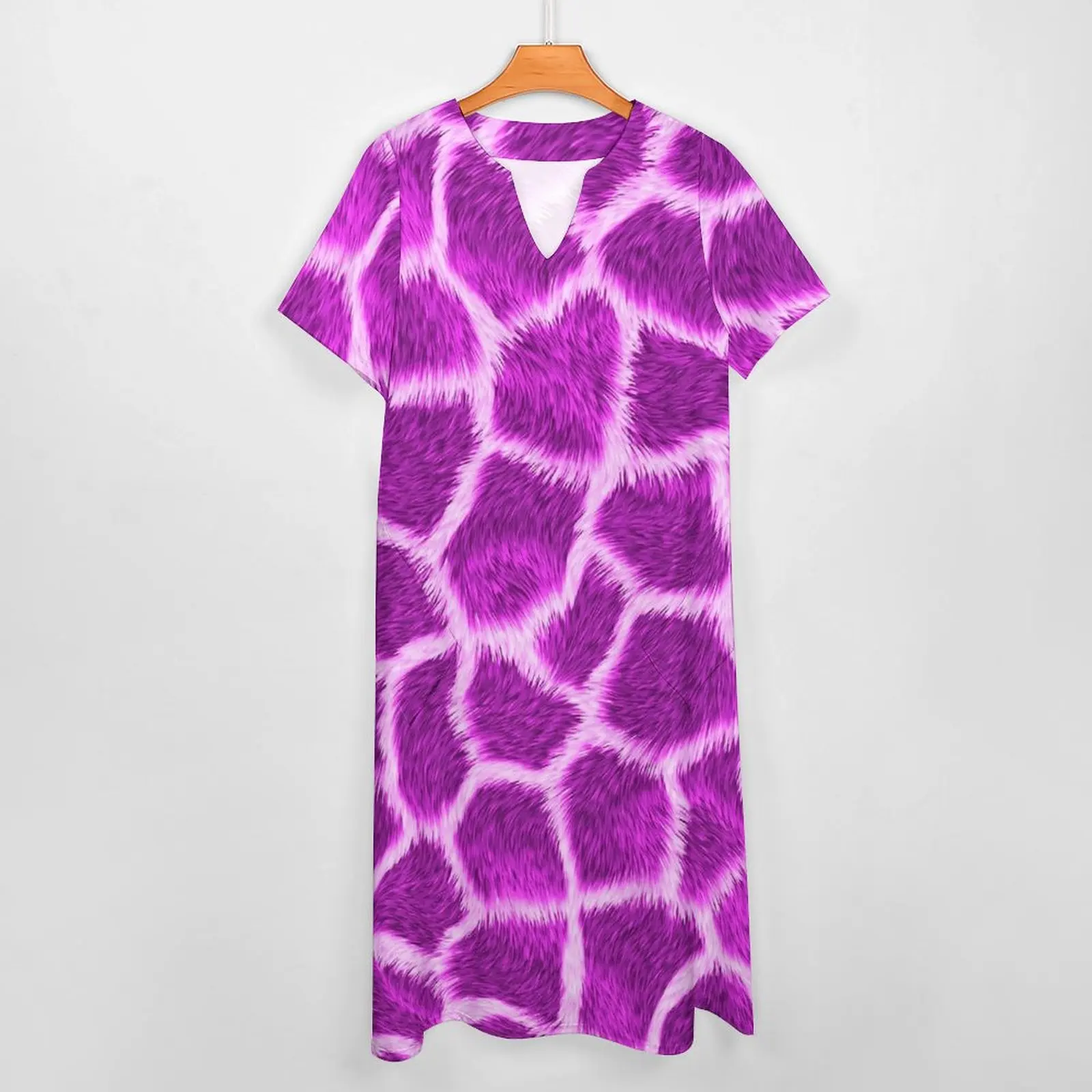 Abito con stampa giraffa fucsia Animale estivo Moda coreana Boho Beach Abiti lunghi Abito lungo da festa per donna Idea regalo