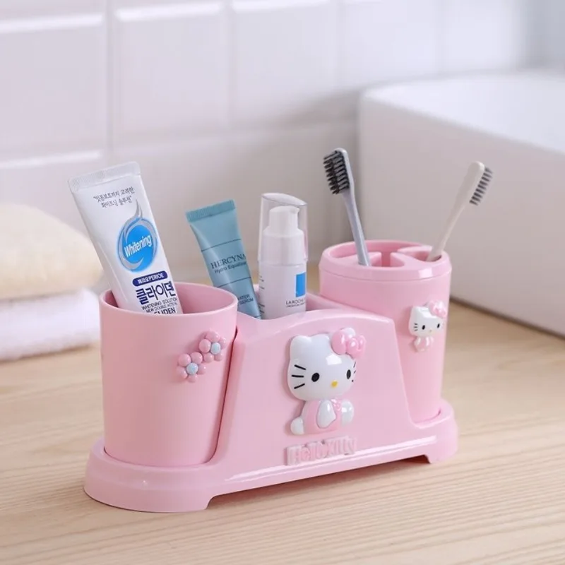 Sanrio Mouthwash Cup Set Hello Kitty Toothbrush Toiletries Storage Cup Bathroom Storage Box Student Dormitory Utilizables Gift