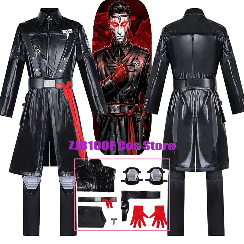 

Warden Cosplay Game Delta Force Costume Arknights The Warden Black Trench Uniform Set Halloween Party Play Clothes for Man