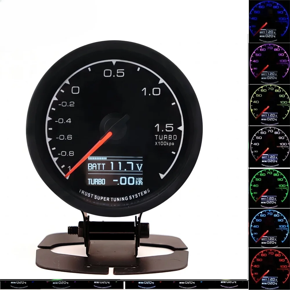 

2.5'' 60mm Digital + Pointer Turbo Boost Pressure Gauge 7 Color LED Meter