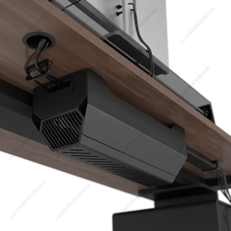 No-Drill Under-Desk Cable Organizer, Hidden Power Strip & Wire Management Rack for Computer Desk