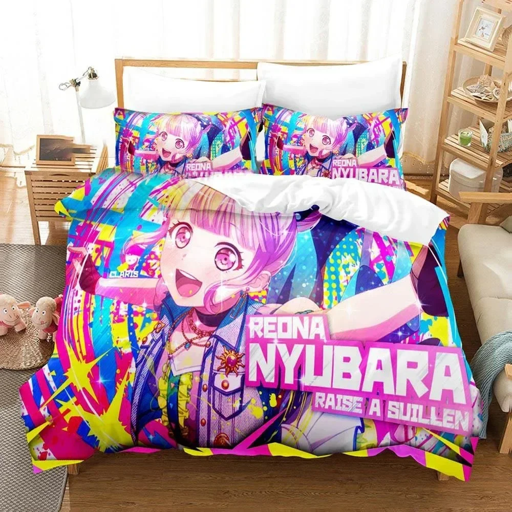 Exquisite 3D Printed Nyubara Reona Bedding Set Anime Raise A Suilen Duvet Cover Double Twin Full Queen King Adult Kids Bedclothe