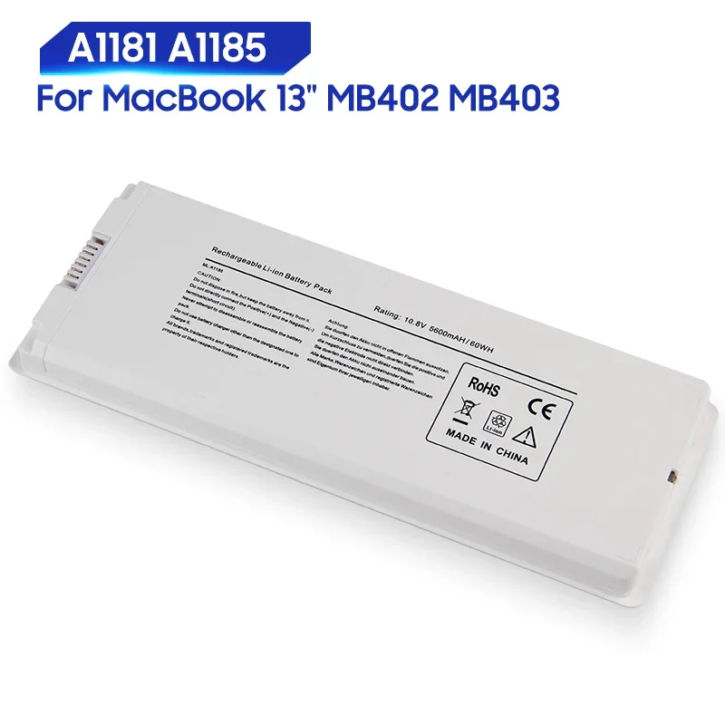 

Replacement Battery For MacBook 13" MB403 MB402 MB881LL/A MA566FE/A A1181 A1185 5600mAh