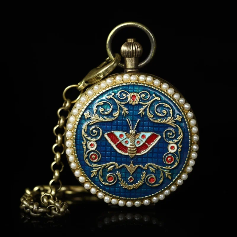 

Антикварные коллекционные поделки с иностранным возвратом Cloisonome, двойные открытые медные механические карманные часы