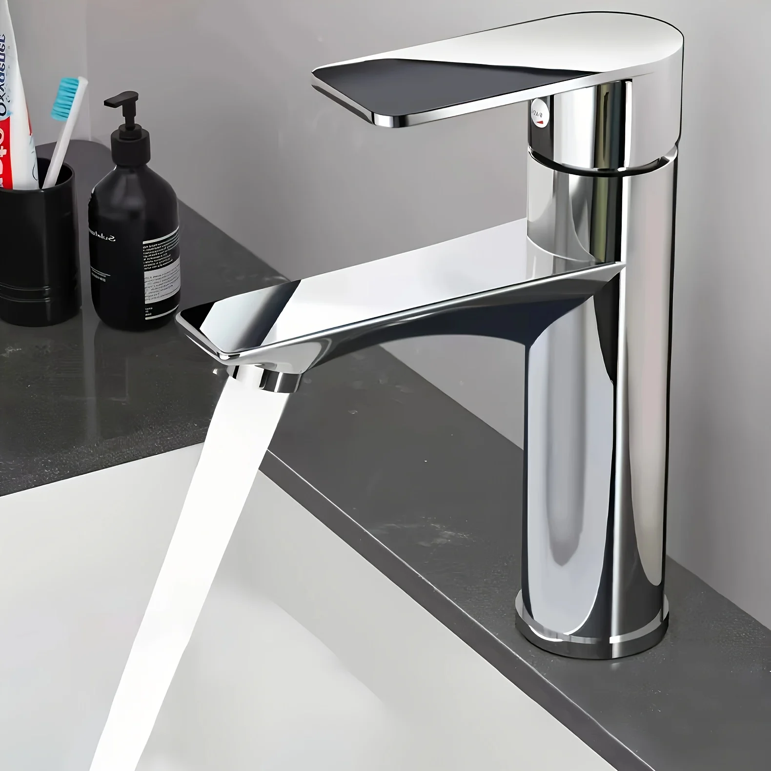 

Bathroom faucet - water-saving design, cold and hot control, easy to install washbasin and dressing table, including inlet pipe