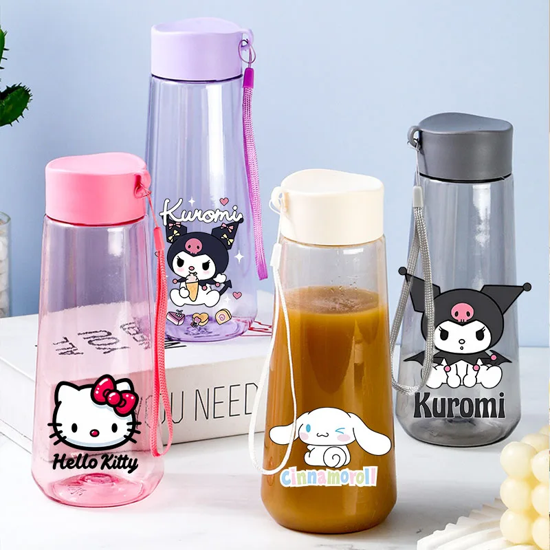 

Sanrio Children's Cartoon Kuromi Transparent Pop-up Spout Water Cup Hand-held Strap Anti-fall Kettle Portable Outdoor Space Cup
