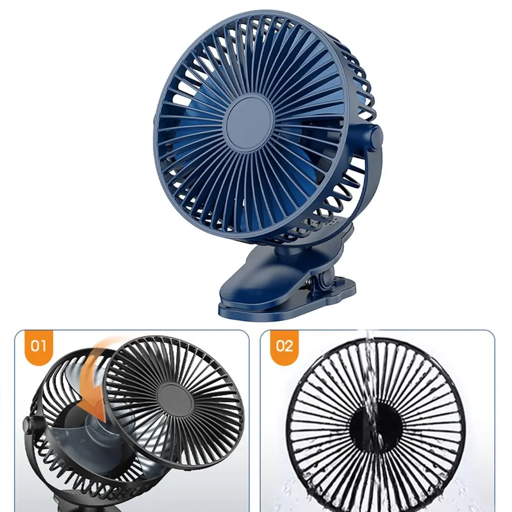 2024 Mini Cooling Fan Portable USB Handheld Clip Fan 360 Degrees 3-speed Electric Fan Rechargeable Cooling Ventilador