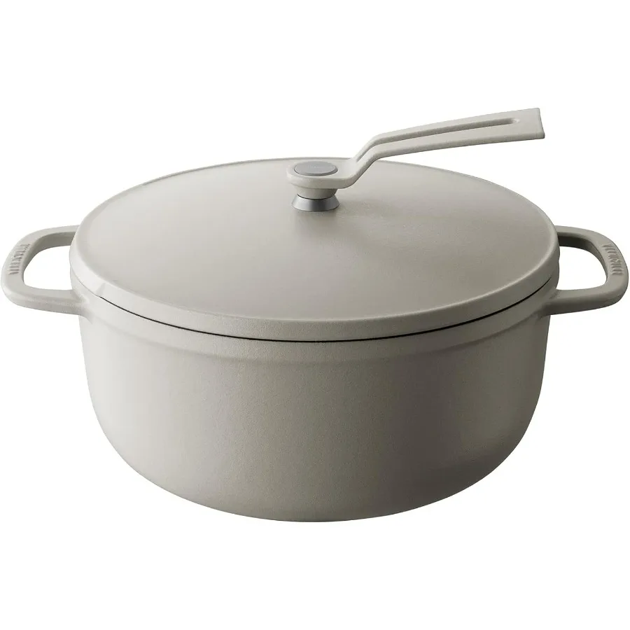 

Горшок для духовки 2.0 | Легкий эмалированный чугунный горшок | 22см (3,7 кв.) | Нетоксичный | Индукционная совместима | Голландская духовка Матовый лен Б