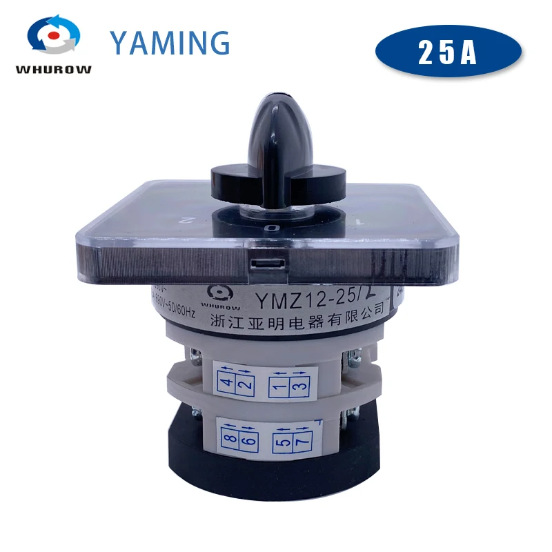 Electrical Changeover Rotary Switch 3 Position 25A Control Motor Universal Combination Two Knots Selector YMZ12-25/2