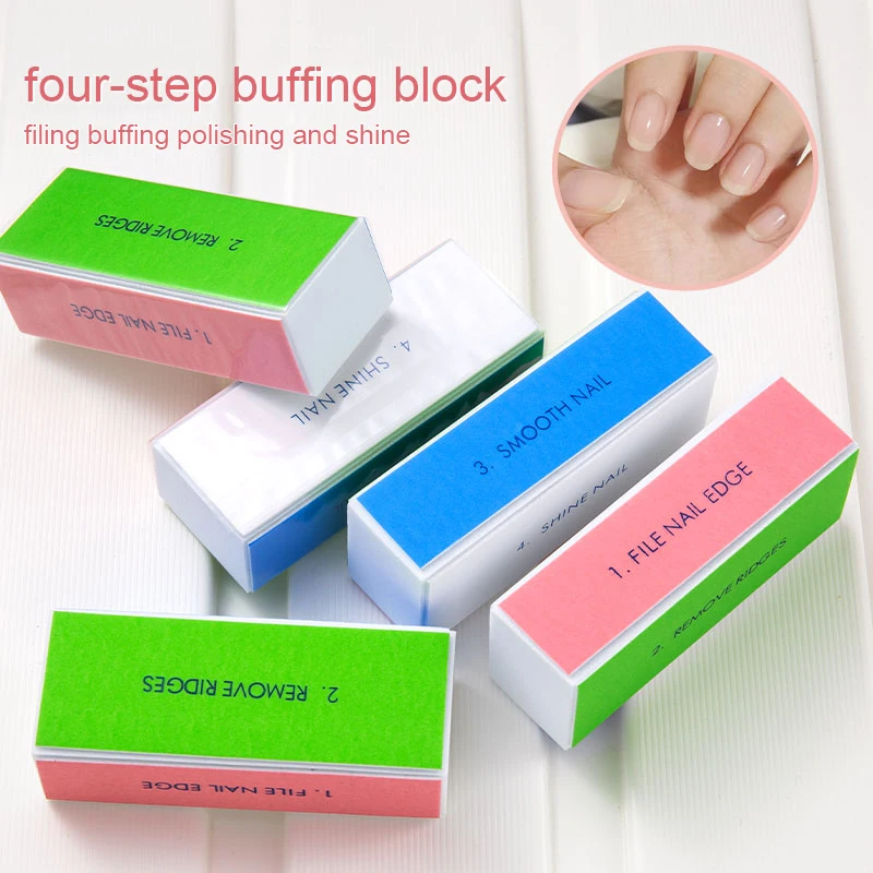 5/10szt Blok bufora do paznokci 4-stopniowy kolorowy blok polerski Polerowanie paznokci Pilnik do paznokci Manicure Zestaw narzędzi do szlifowania Naturalne paznokcie