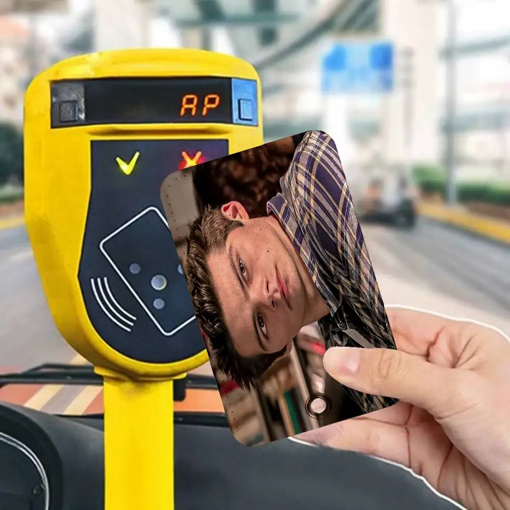 Custom Dylan O’Brien Rectangle ID Card Case Keychain Access Card Bag Key Tag Ring Leather Card Holder Key Ring Access