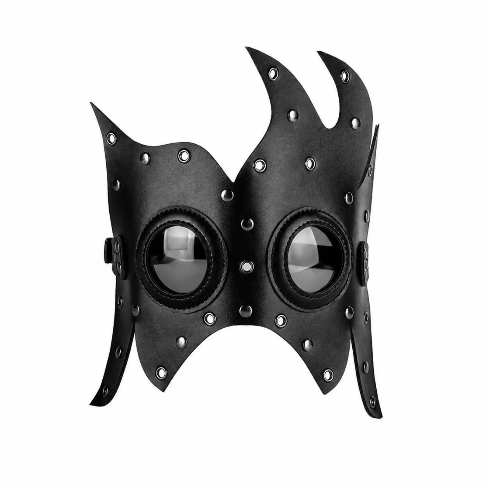 Lightweight Cosplay Face Cover PU Leather with Rivets and Geometric Silhouette for Halloween Mask