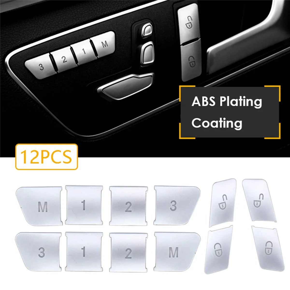 72Pcs Car Door Seat Memory Lock Buttons Covers Stickers for Mercedes Benz CLA/GLA/GLK/GLE/CLS/GL/ML/A/B/E