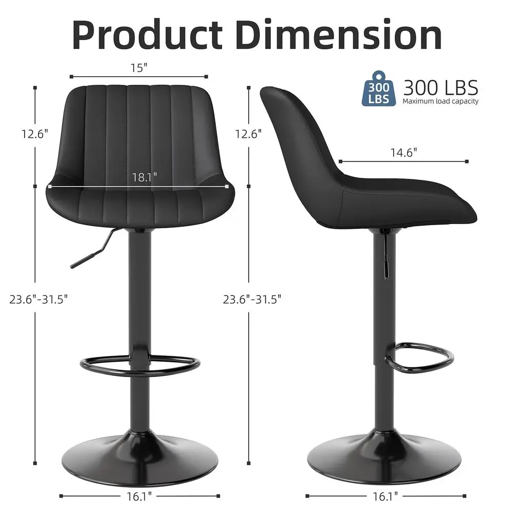 

Bar Stools Set of 3, Swivel Counter Height Barstools with Back, Adjustable PU Leather Bar Chairs, Modern Armless Kitchen Island