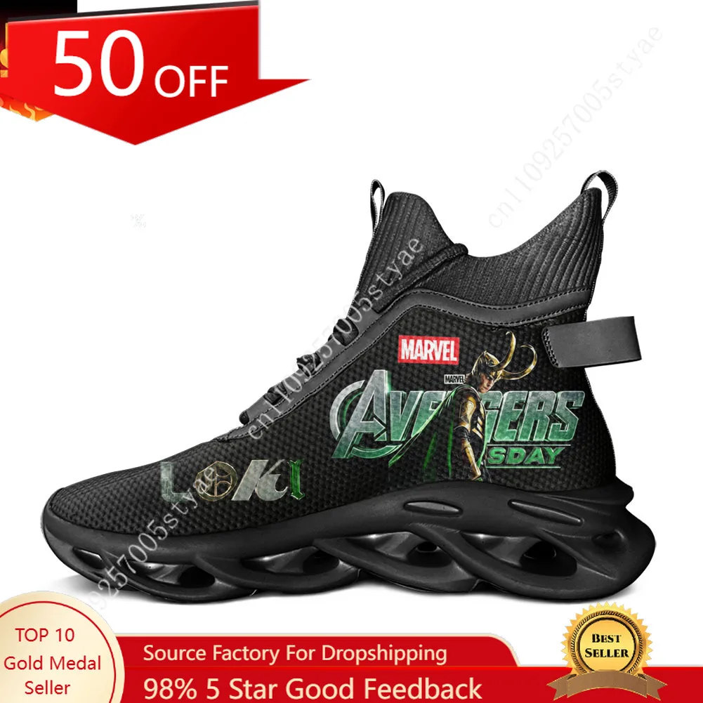 

Marvel Loki High Top Flats Sneakers Mens Womens Sports Custom Shoes Casual Running shoes