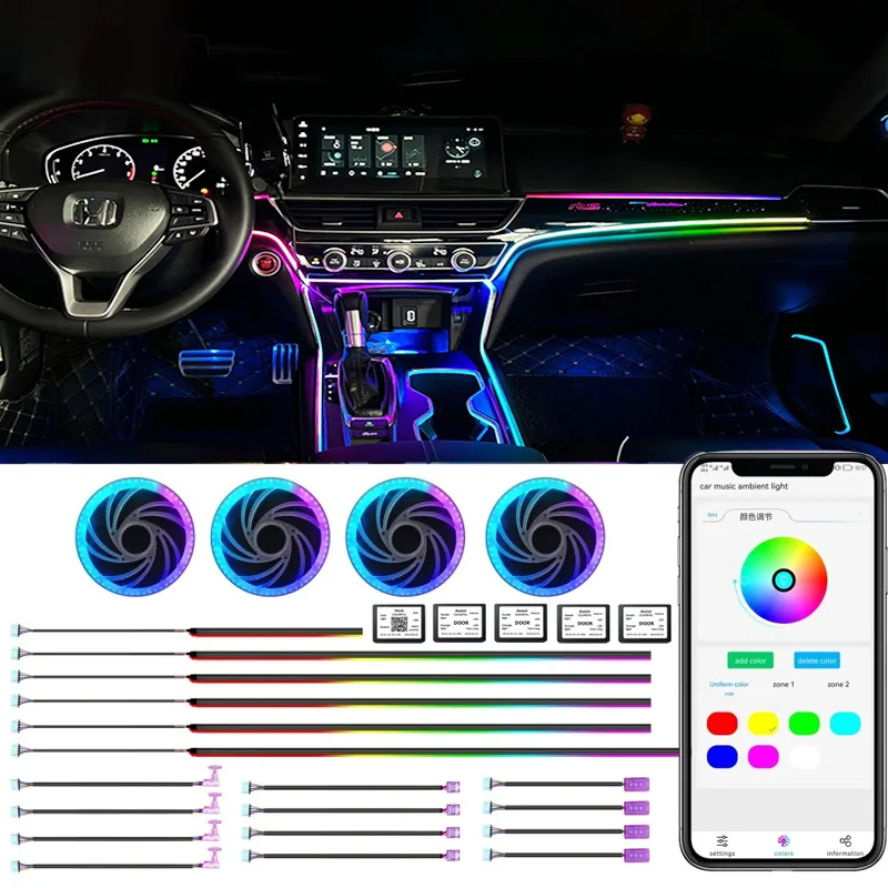 

ambient ligh car interior decoration car cold lights LED decorative lights Diode neon strip lighting rope light car accessories