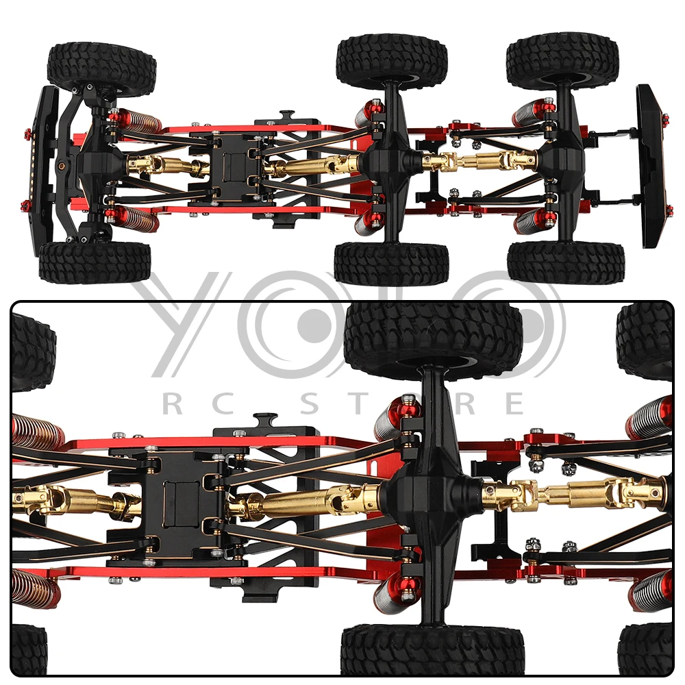 TRX4-M Mosiądz i metalowa rama podwozia samochodu RC 6x6 z przednimi środkowymi tylnymi osiami Skrzynia biegów DIY dla TRX4M 1/18 RC Crawler Części