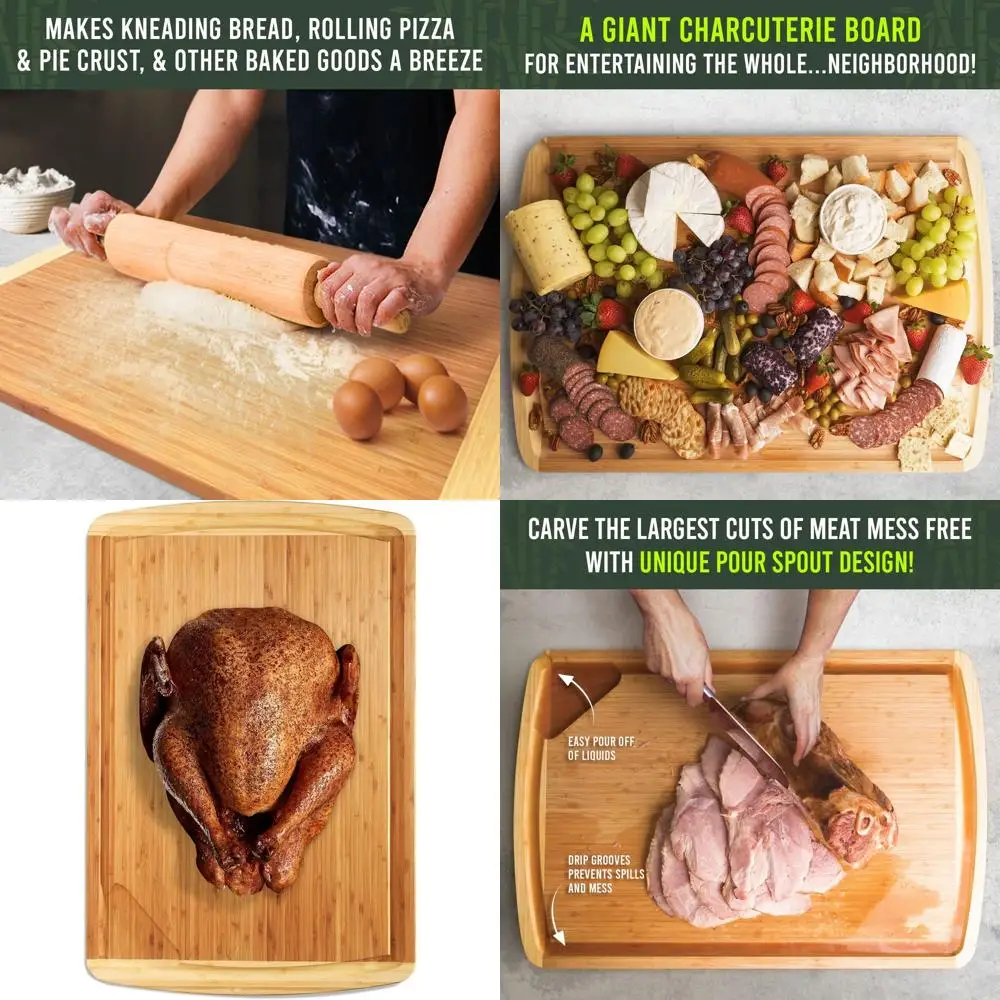 

Extra Large Bamboo Cutting Board 36x24 Inch - Oversized XL Butcher Block, Kitchen Counter Cover, Lifetime Replacements, Charcute