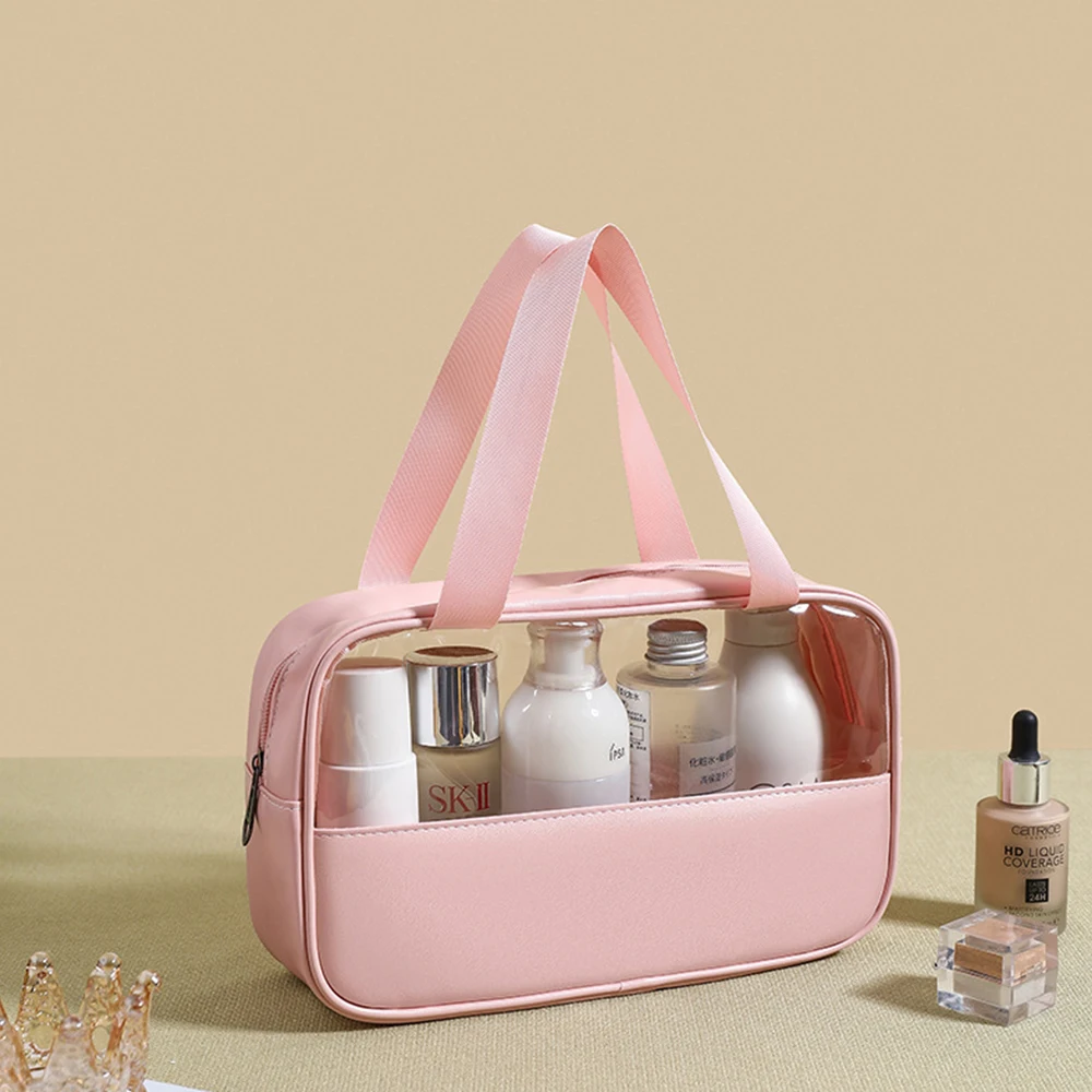 Anpassbare Name Neue TPU Transparent Make-Up Kulturbeutel frauen Große Kapazität Wasserdichte Handheld PU Lagerung Tasche PVC Make-Up Tasche – Detail 10