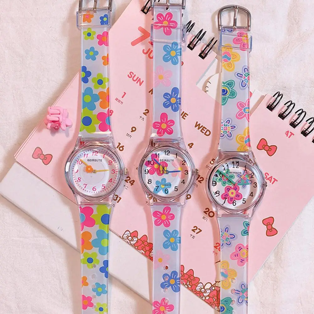 Colourful Flowers Children\'s Gifts Watches Girls Kids Students Party Korean Fashion Cute Girl Heart Girl Candy Jelly Wrist Watch