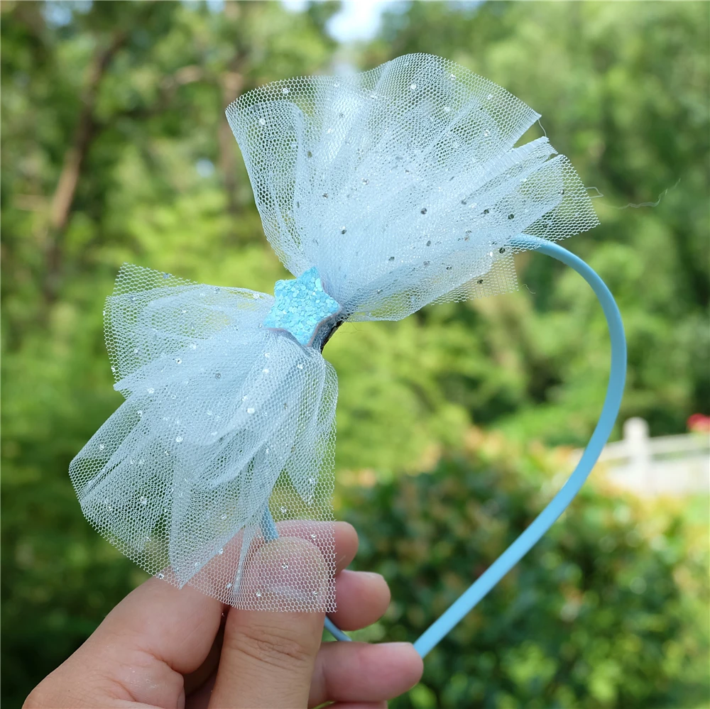 Girls Shiny Bows Hairband Color Yarn headband Princess Headwear Student Fashion Hair Hoop Cute Headress Kids Hair Accessories