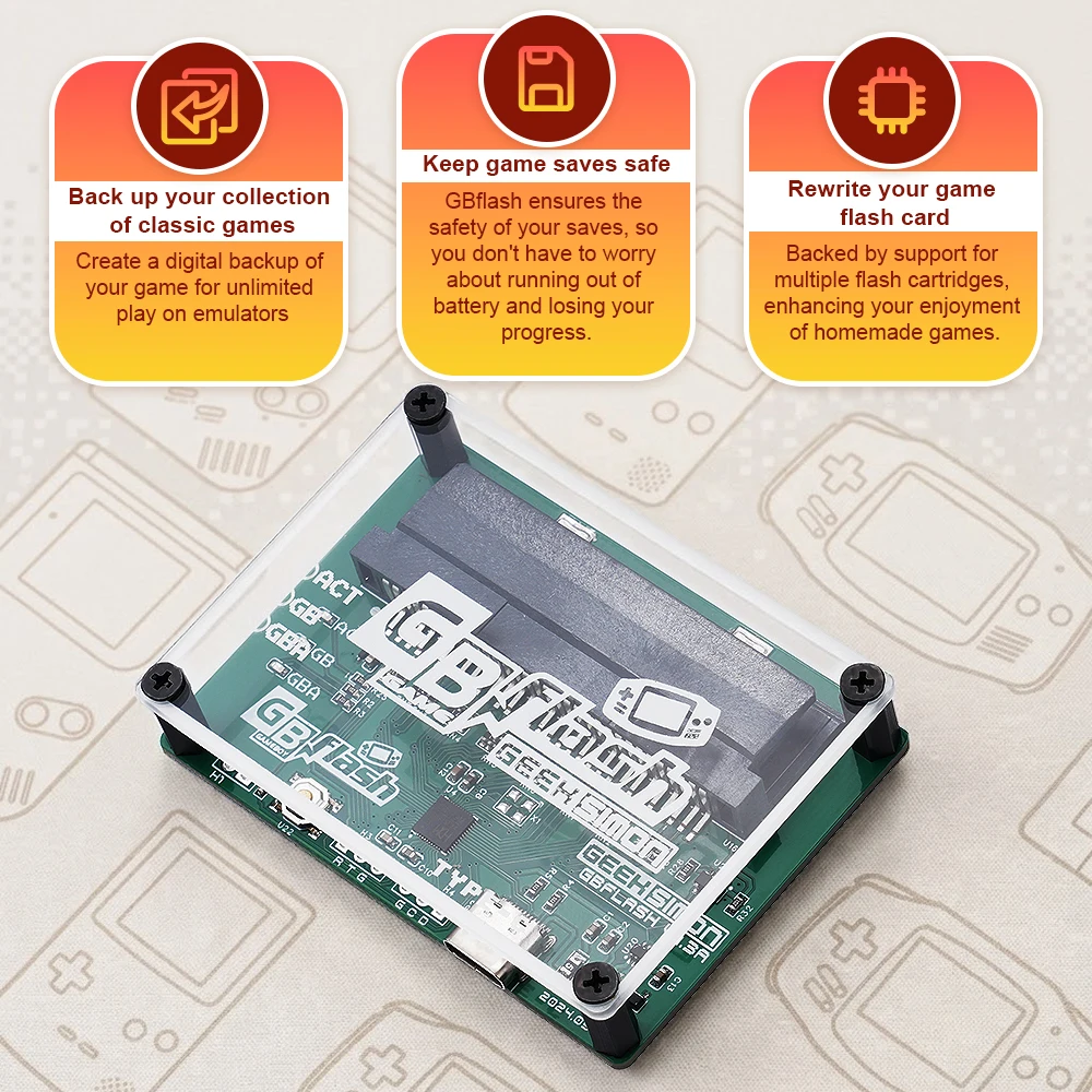 Oryginalne karty pamięci Simon GBFlash do zabezpieczania ROM-ów i zapisów gier, do programowania karczek Flash w konsolach Game Boy GB GBA GBC. — zdjęcie produktu 5