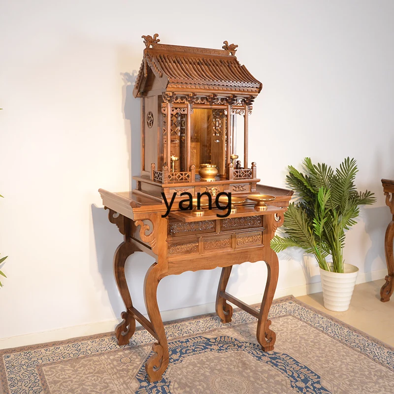 Lmm solid wood Buddhist niche with door Standing cabinet Supply table Shrine household Buddha statue Guanyin table