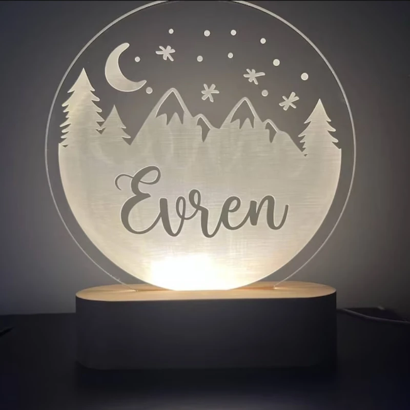 Berge benutzer definierte Name Licht personal isierte Schlafzimmer führte Wolke Dekor Zeichen USB Nachtlicht Tochter Sohn Junge Mädchen 3D Lampe Geschenk