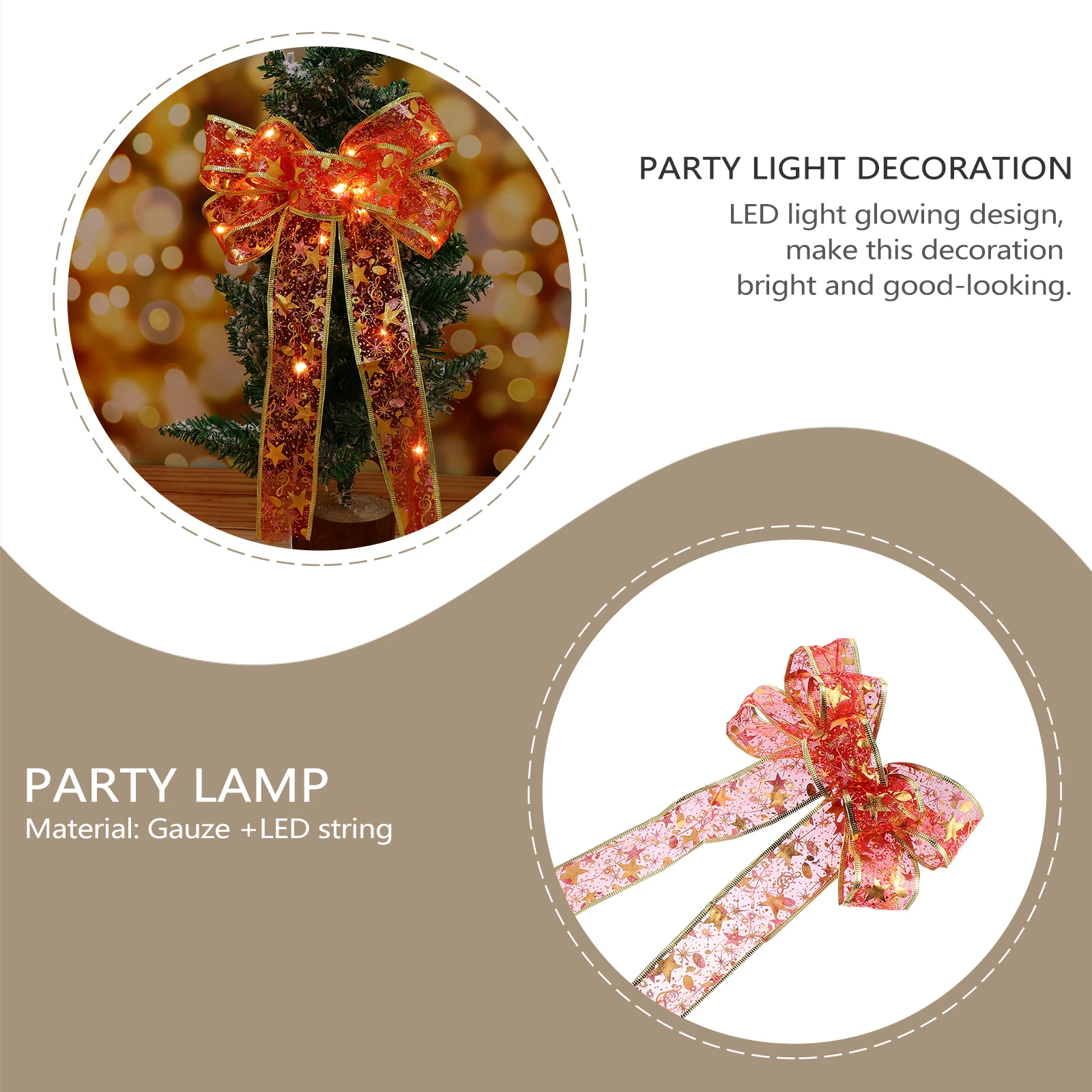 

Golden Bow Warm Light Festival Knot Christmas Shining Decor Pendant Creative